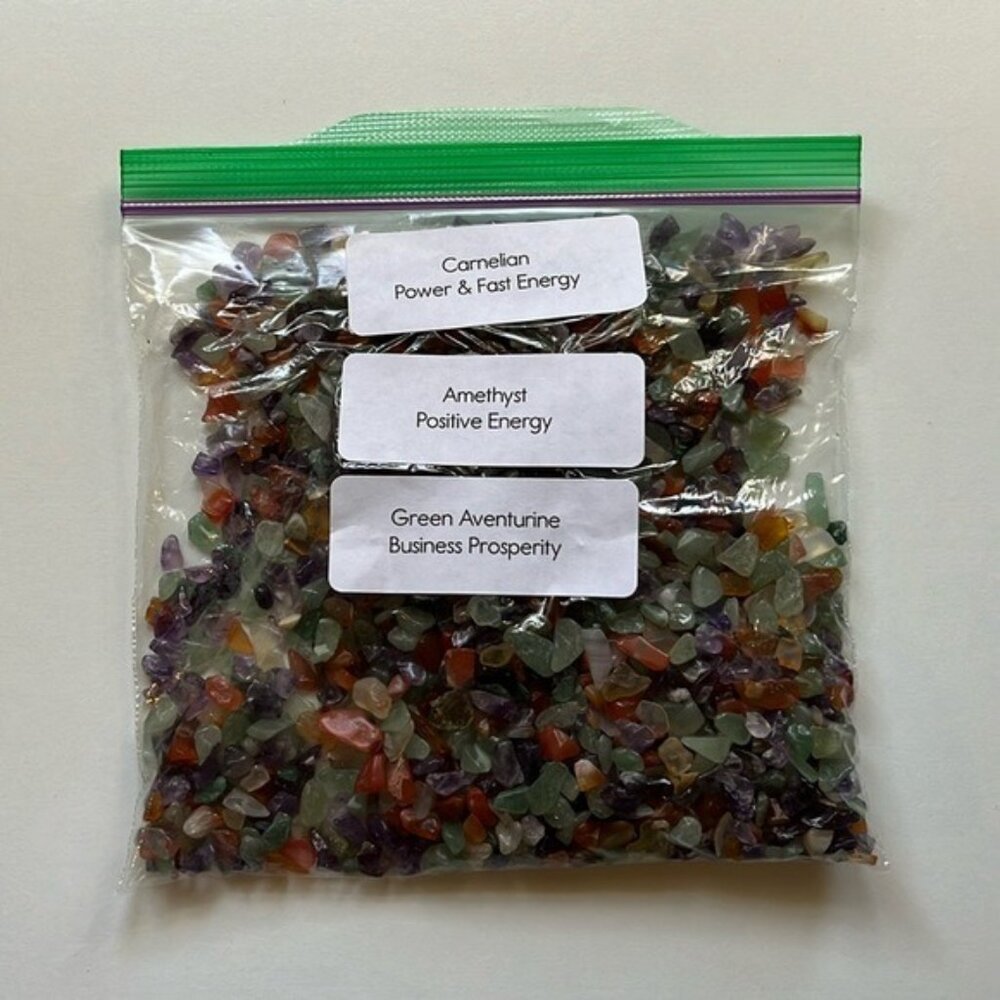 💎 Mixed Tumbled Gemstone Chips (11 oz Bag) — Amethyst • Carnelian • Green Avent